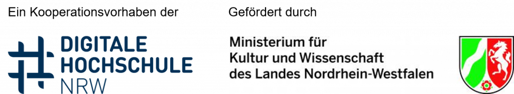 Logos der Digitalen Hochschule NRW und des Ministeriums für Kultur und Wissenschaft NRW
